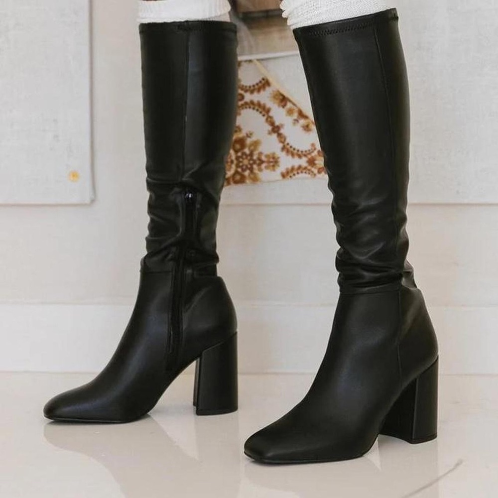 Steve Madden Black Heeled Boots - Picture 2 of 5